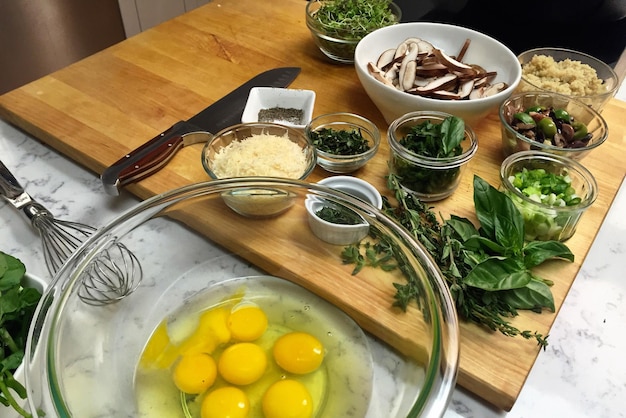 Cooking utensils and herbs